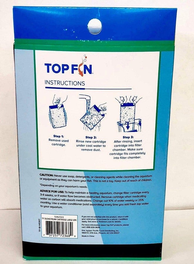 Top Fin عبوات إعادة تعبئة خراطيش فلتر Top Fin Silenstream الكبيرة PF-L لمرشحات الطاقة PF30 و PF40 و PF75 مقاس 6.5 بوصة × 4.5 بوصة - (6 قطع) - Image 2
